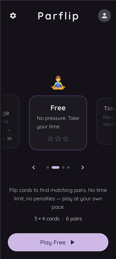 Parflip screenshot — the same screen in dark mode